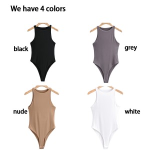 Thong bodysuit wholesale plus size 5xl 6xl snap-button compression sleeveless double layer round neck bodysuits for women 2023