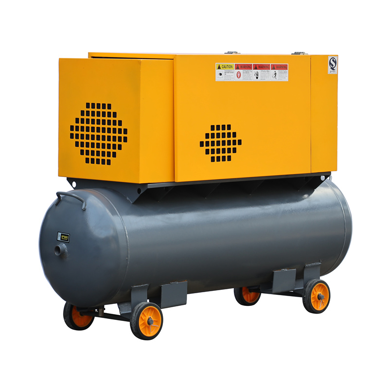 Compresor de aire de tornillo lubricado con aceite VSD de imán permanente  de alta calidad 11kw 15HP con ruedas Fábrica y fabricante