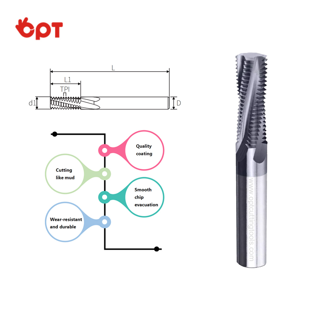 HRC60 Coating Full Tooth Thread Cutter Metric Single Carbide Tungsten Steel