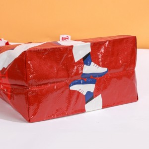 Custom Red PP Woven Shopping Bags Double Handle Snap Closure Totes with Full Color Printing (Factory Direct)