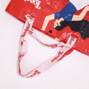 Custom Red PP Woven Shopping Bags Double Handle Snap Closure Totes with Full Color Printing (Factory Direct)