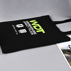 Custom Logo Printed Black Cotton Tote Bags Bulk OEM Grocery Shopping Bags Eco-Friendly Promotional Carry Bags Wholesale