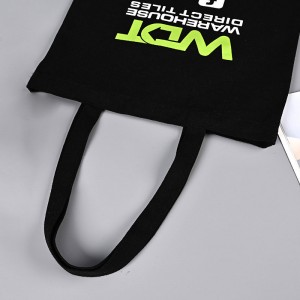 Custom Logo Printed Black Cotton Tote Bags Bulk OEM Grocery Shopping Bags Eco-Friendly Promotional Carry Bags Wholesale