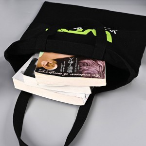Custom Logo Printed Black Cotton Tote Bags Bulk OEM Grocery Shopping Bags Eco-Friendly Promotional Carry Bags Wholesale