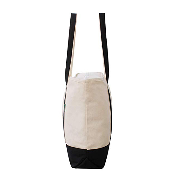 Canvas Heavy Tote Bag with Zipper & Front Pocket for Grocery