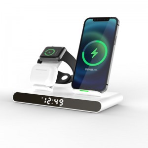 15W multi cell phone fast wireless charger 3 in 1 clock charging stand