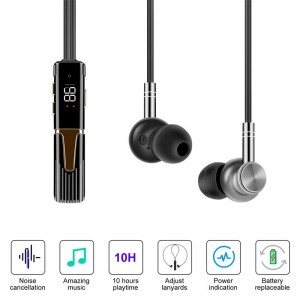 Power display neckband bluetooth earphones headphone headsets