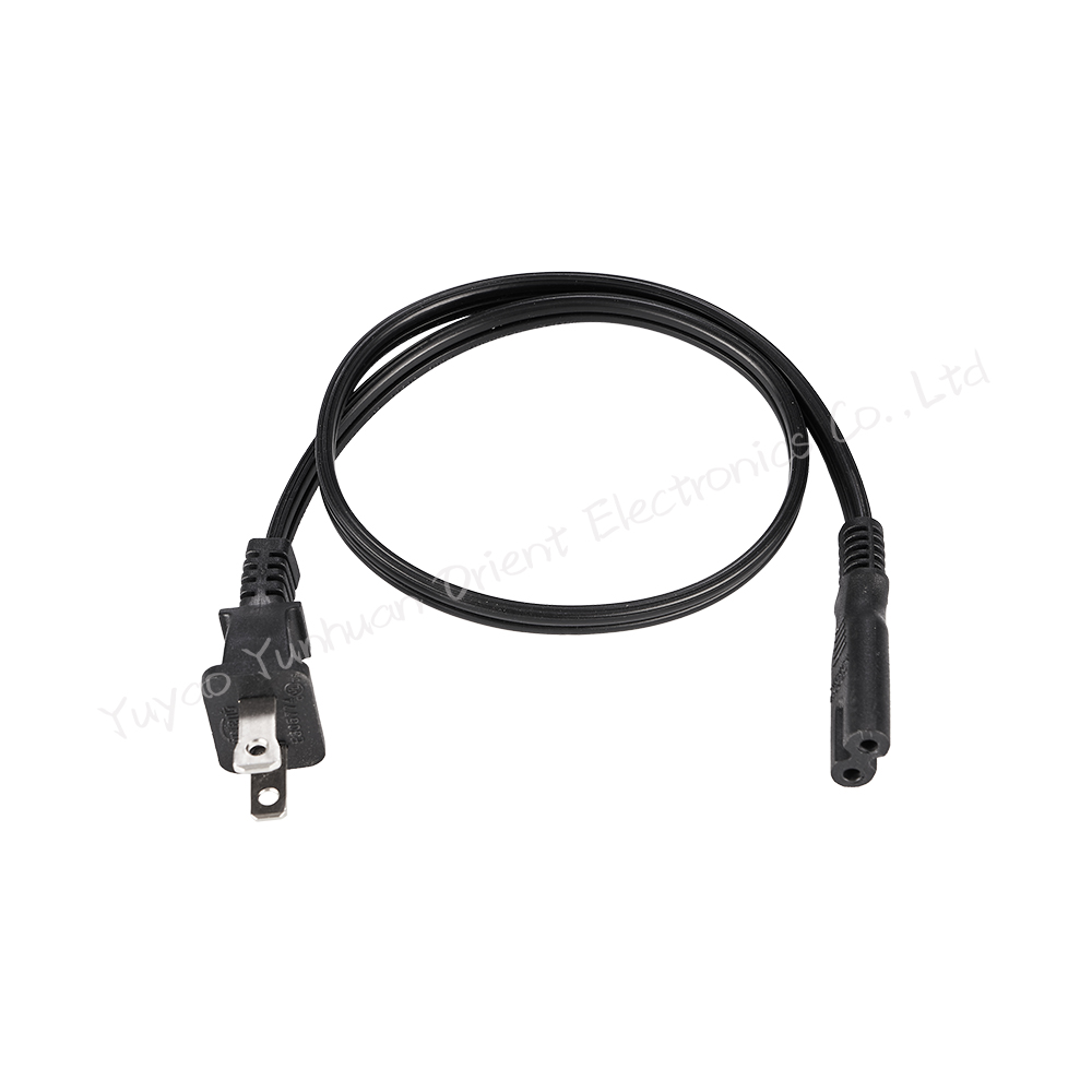 AC Power Cable NEMA 1-15P USA 2 Prong Polarized Plug to Figure 8 Female IEC C7 US Cord