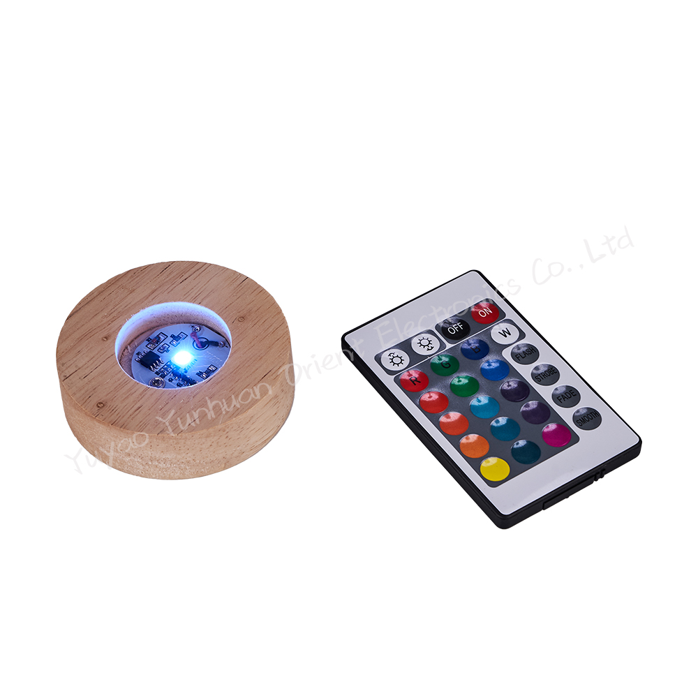 7/10CM RGB Colorful Remote Control Wooden LED Light Display Base