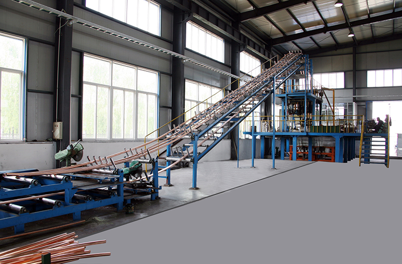 Upward continuous casting system for the production of copper tube