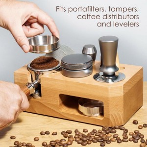 Wood Coffee Tamper Station Fits Portafilters