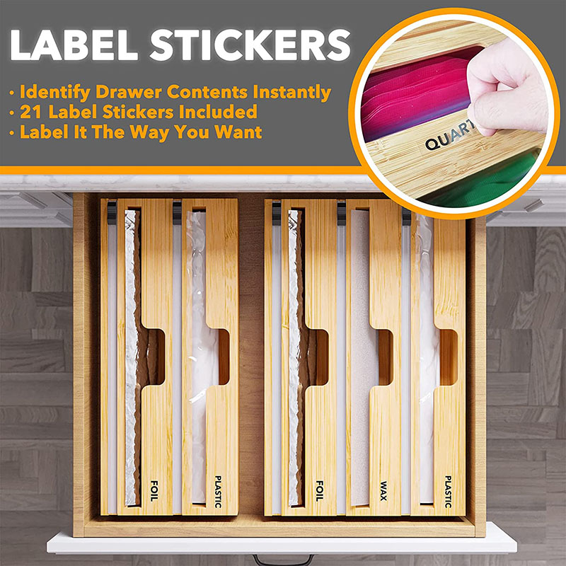 4 Pack Bamboo Drawer Dividers and 2 in 1 Bamboo Wrap Dispenser with Labels  - Storage Bins & Baskets, Facebook Marketplace
