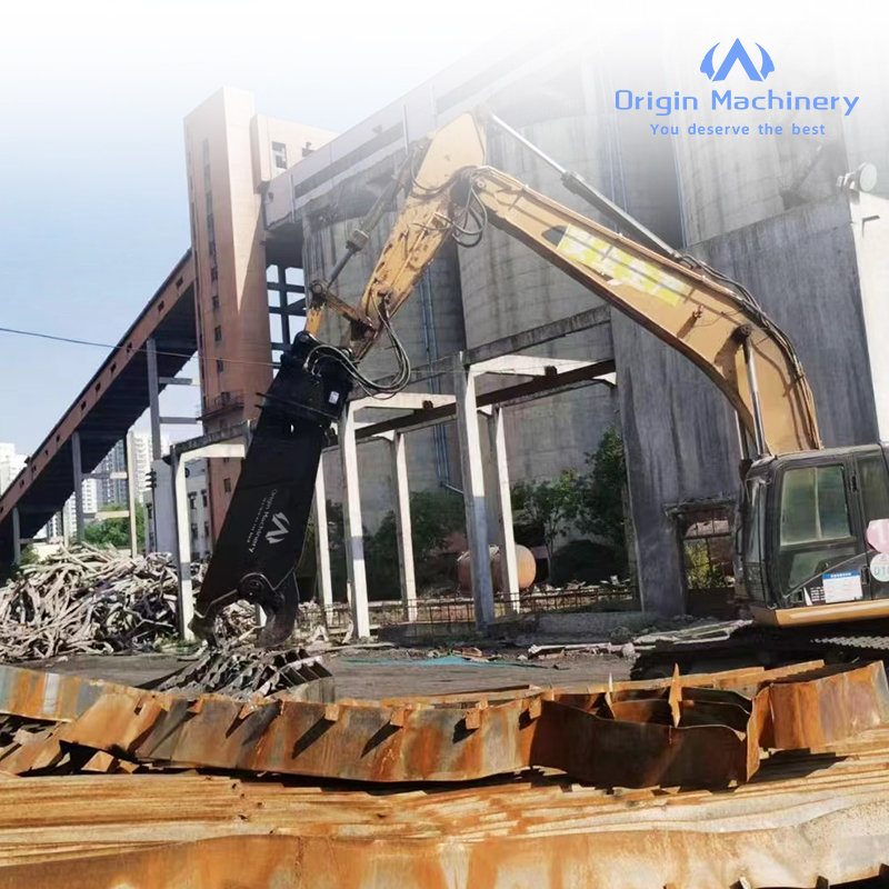 Demolition hydraulic shear crusher for excavator attachment