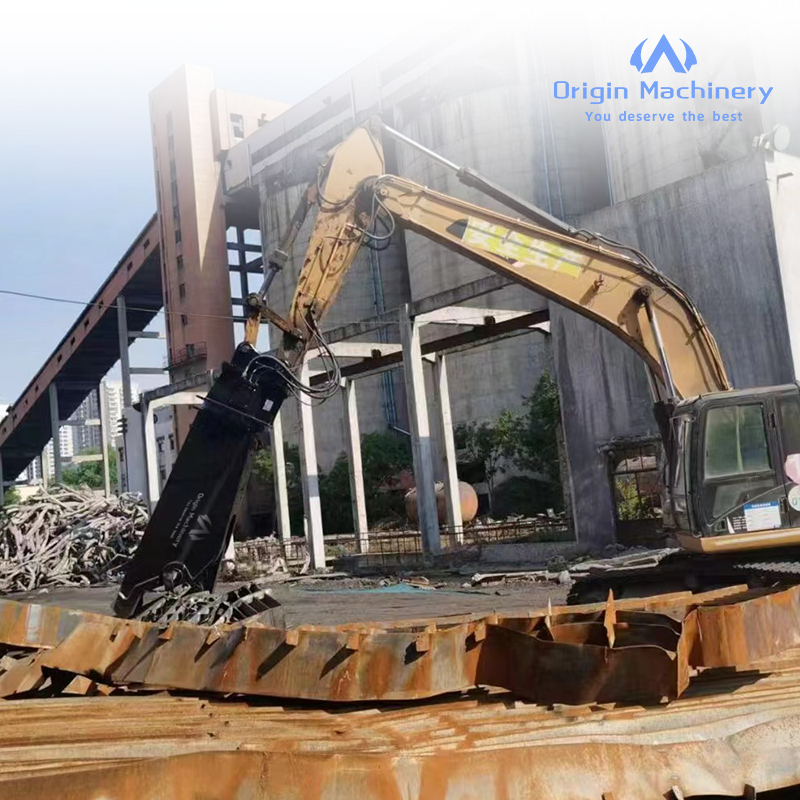 Demolition hydraulic shear crusher for excavator attachment