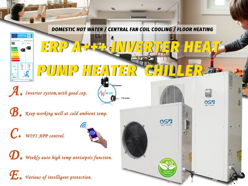 ERP A+++ Inverter heat pump water heater and chiller