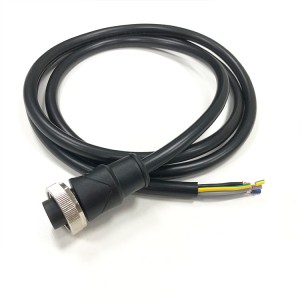 Konektor Melingkar IP67 Lurus 5 Tiang Betina Dengan Kabel PCV yang Dibentuk