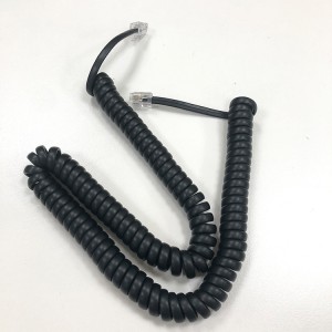 RJ10 Rebbiegħa Coiled Telephone Telefon Kurdun Ċomb Curly Cable Spiral Estensjoni Wajer