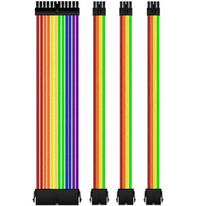 Valkoinen Sleeved Cable PSU Extension 18AWG 24Pin ATX / 8 (4+4) Pin EPS/Dual 8 (6+2) Pin with Combs 30CM