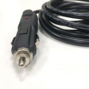 Car Battery Charging Cable Cigarette Lighter Plug with Red Indicate Lamp