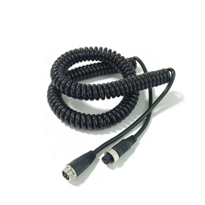 Спіральны кабель-падаўжальнік M12, 4-кантактны гнуткі мужчынскі і жаночы авіяцыйны воданепранікальны раз'ём