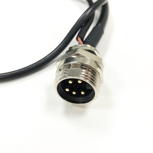 Male 5 Poles IP67 Waterproof Circular Connector to Panel with PCV Wire
