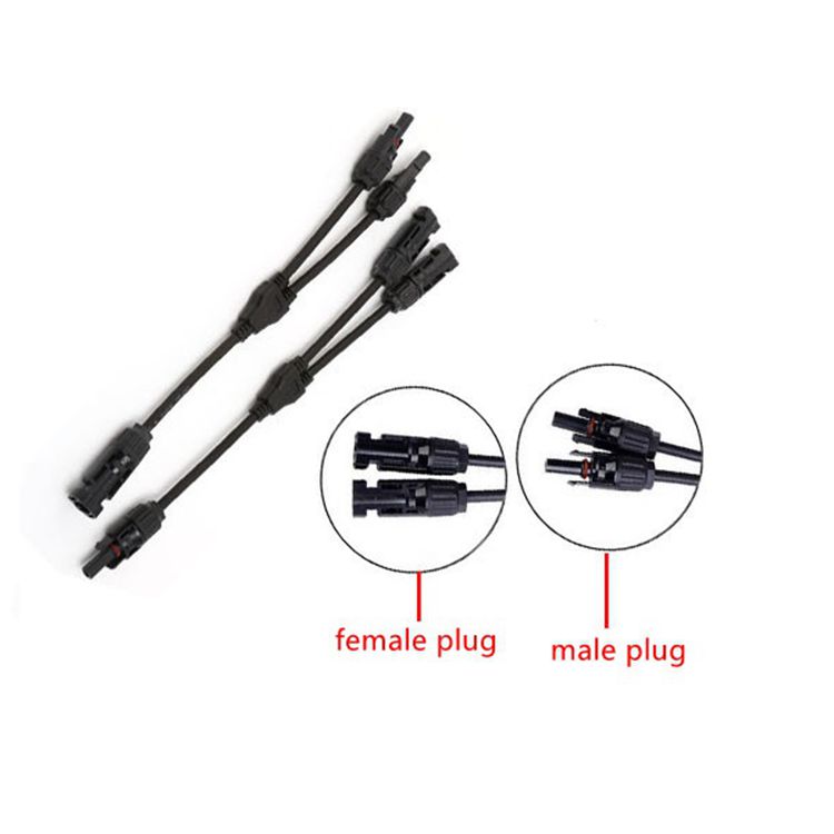 3 Solar Panel Y-Cable 2 Plug to 1 Socket 300mm mc4 male female connector