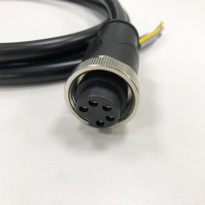 Emakumezko 5 polo zuzeneko IP67 konektore zirkularra PCV kable moldatuarekin