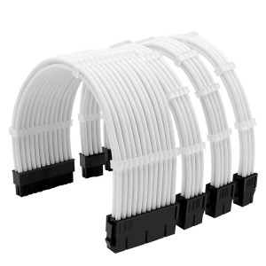 White Sleeved Cable PSU Extension 18AWG 24Pin ATX / 8 (4+4) Pin EPS/Dual 8 (6+2) Pin with Combs 30CM