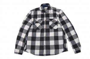 Mens plaid flannel padded jacket yarn-dyed padded shirt with side splits and curved hem