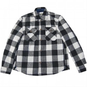 Mens plaid flannel padded jacket yarn-dyed padded shirt with side splits and curved hem