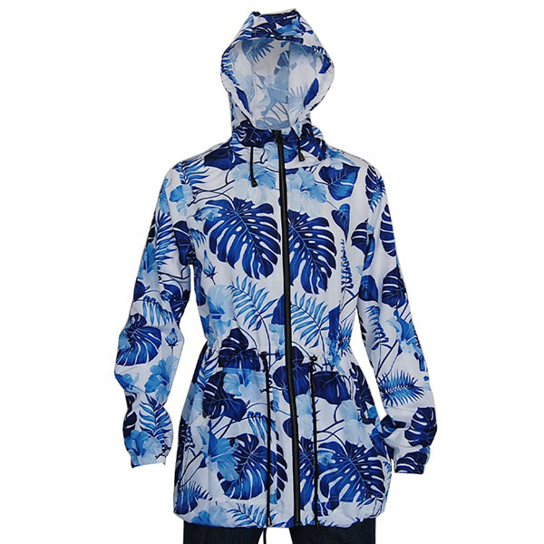 womens windbreaker jacket, ladies digital printing jacket, ladies light outdoor jacket, long coat for spring women, foldaway coat women