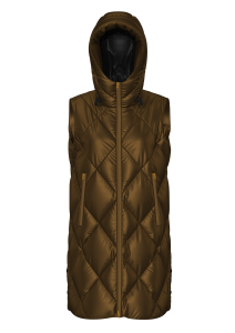 Ladies Quilted gilet with attachable hood plus studs vent on sideseam womens diamond quilting hoodies without sleeve