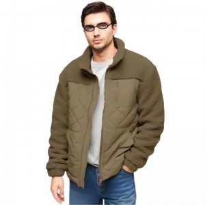 Mens hybrid jacket combines with sherpa fleece Mens workwear with qulited padding plus sherpa fleece mens outdoor casualwear windbreaker