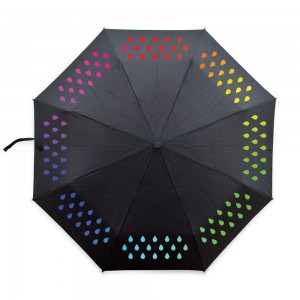 OVIDA 3 folding special manual umbrella rainbow color change in rainy day umbrella