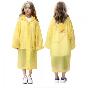 Ovida Portable EVA Rain Coats Reusable Rain Poncho with Hood and Elastic Cuff Sleeves for children