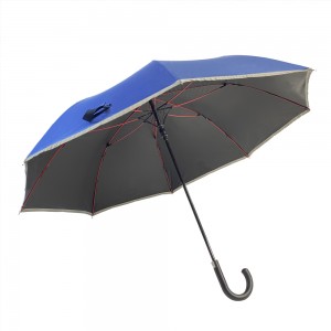 Ovida Promotional Custom Logo Brand Name Print Automatic Open Golf Umbrella with reflective stripe Ombrello Paraguas Parapluie