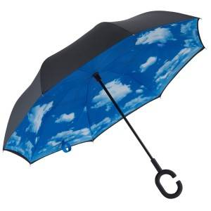Manual Open C Hook Handle Double Layer Reverse Umbrella