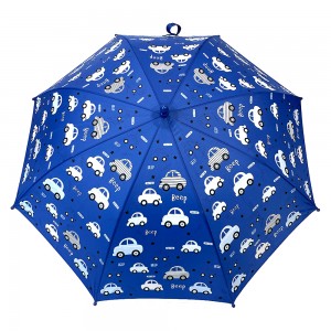 Ovida 19 inch kids Umbrella with Pongee Fabric light blue car pattern for outdoor kids umbrella