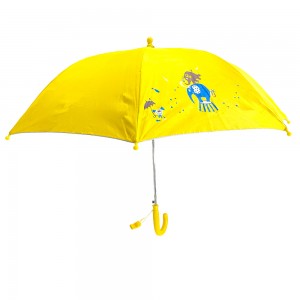 Ovida aumatic straight kid umbrella with Polypongee fabric fiberglass runner yellow cute kids umbrella