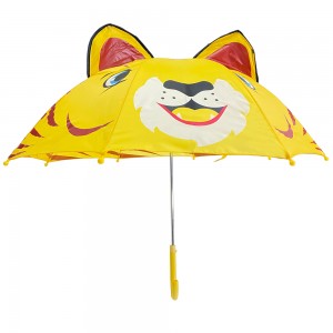 Ovida Cheap Cute manual open Latest Lightweight Windproof Sublimation Cute lion Cartoon Animal Ear Kid Umbrella with safety button