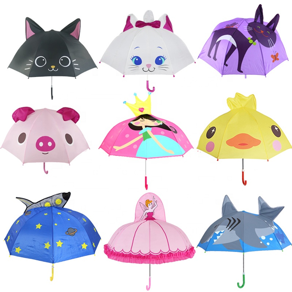 Ovida Kids Umbrella With Safe Manual Open And Close Function 3D Animal Ears Umbrella With Custom Logo