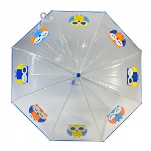 Ovida kids manual safe open PVC umbrella passed EN71 testing with cute animal design cheap lovely gift