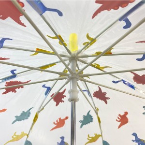 Ovida Cheap cute colorful dinosaur design for good quality plastic material children’s umbrella with non-tonic and safety materals