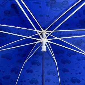 Ovida super wind proof 19 inch manu open kids Umbrella with Pongee Fabric light blue car color change pattern for outdoor kids umbrella
