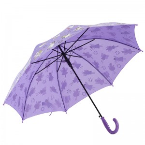 Ovida Attractive Purple Fairy Magic girls umbrella with anti-drip pongee cover meets water changer colors umbrella