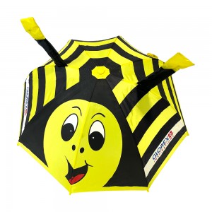 Ovida lovely umbrella  with Polyester fabric plastic ribs safety yellow cute kids umbrella with 3d ear