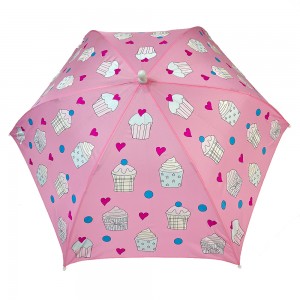 Ovida Unique lovely personalized  manual open pink cake cute design customised  magic children’s cheap kids umbrella