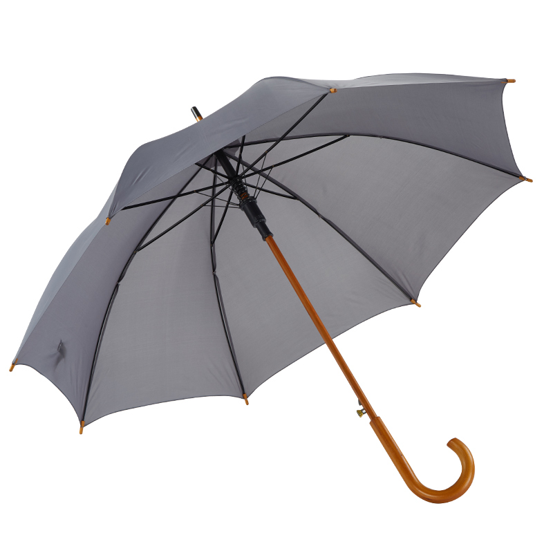 Reasonable price for Automatic Reverse Umbrella With Light - Ovida totes Auto Open Wooden Handle J Stick Umbrella Black Umbrella – DongFangZhanXin