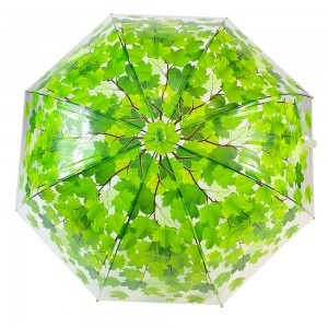 Ovida automatic 23inch straight long clear plastic leaf umbrellas