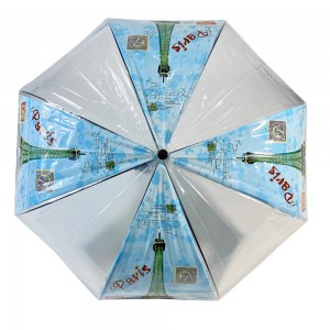 OVIDA Umbrella POE Plastic Transparent Umbrella Automatic With Custom Design Rain Print Umbrella